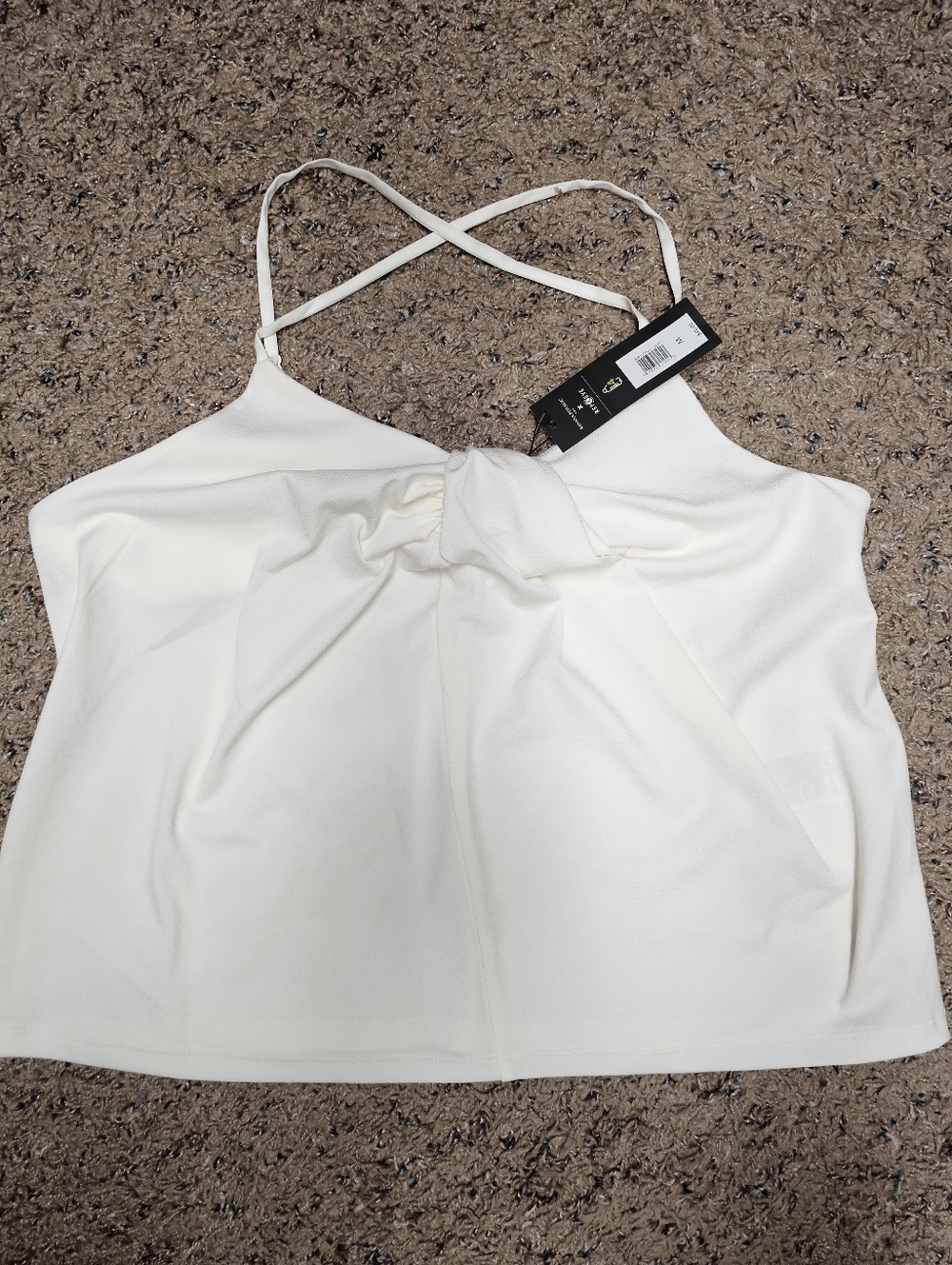 Banana Republic Nwt Medium Women's Cream Knot-Front Cropped Tank Top